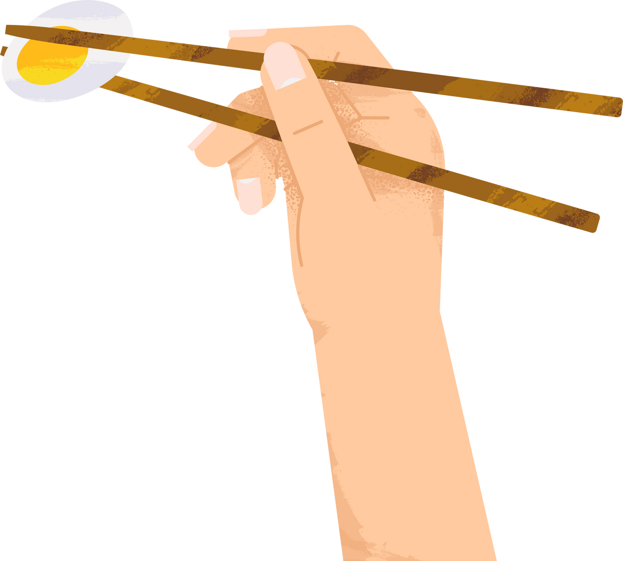 Textured Geometric Healthy Hand Holding Chopstick