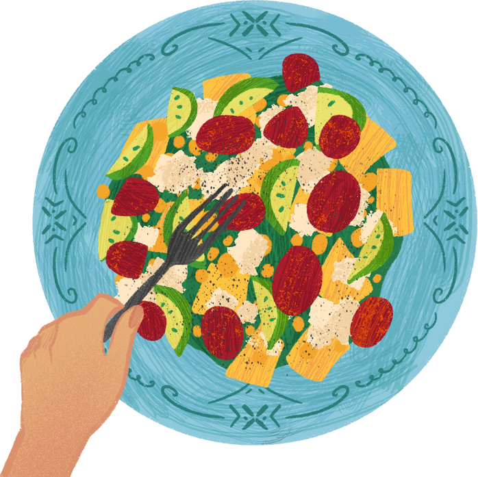 Hand Drawn Healthy Mixed Salad